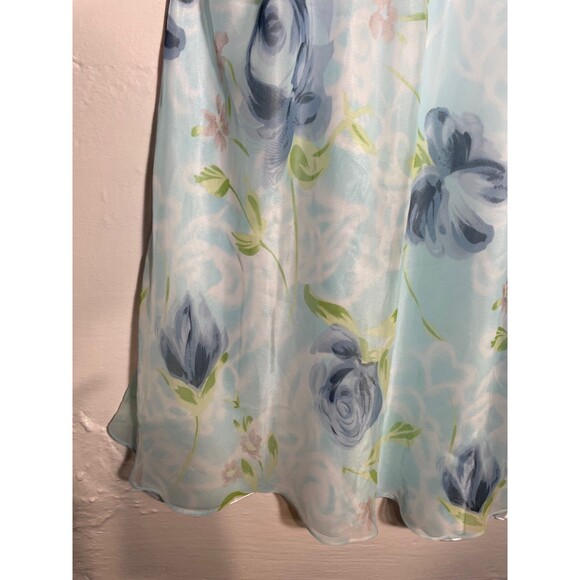 Vintage Lord & Taylor Blue Floral Chemise Slip Dress Plus 2X Romantic Grunge - Picture 3 of 12